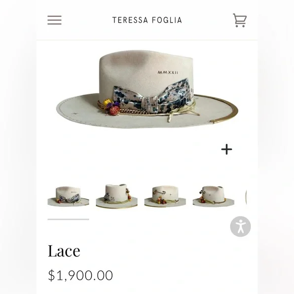 Teressa Foglia - Lace Hat - New in Box - Sz -7 3/8 - Picture 2 of 11